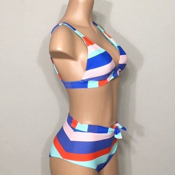 RAISINS stripe high waisted swimsuit. Medium. NWT - Picture 3 of 7